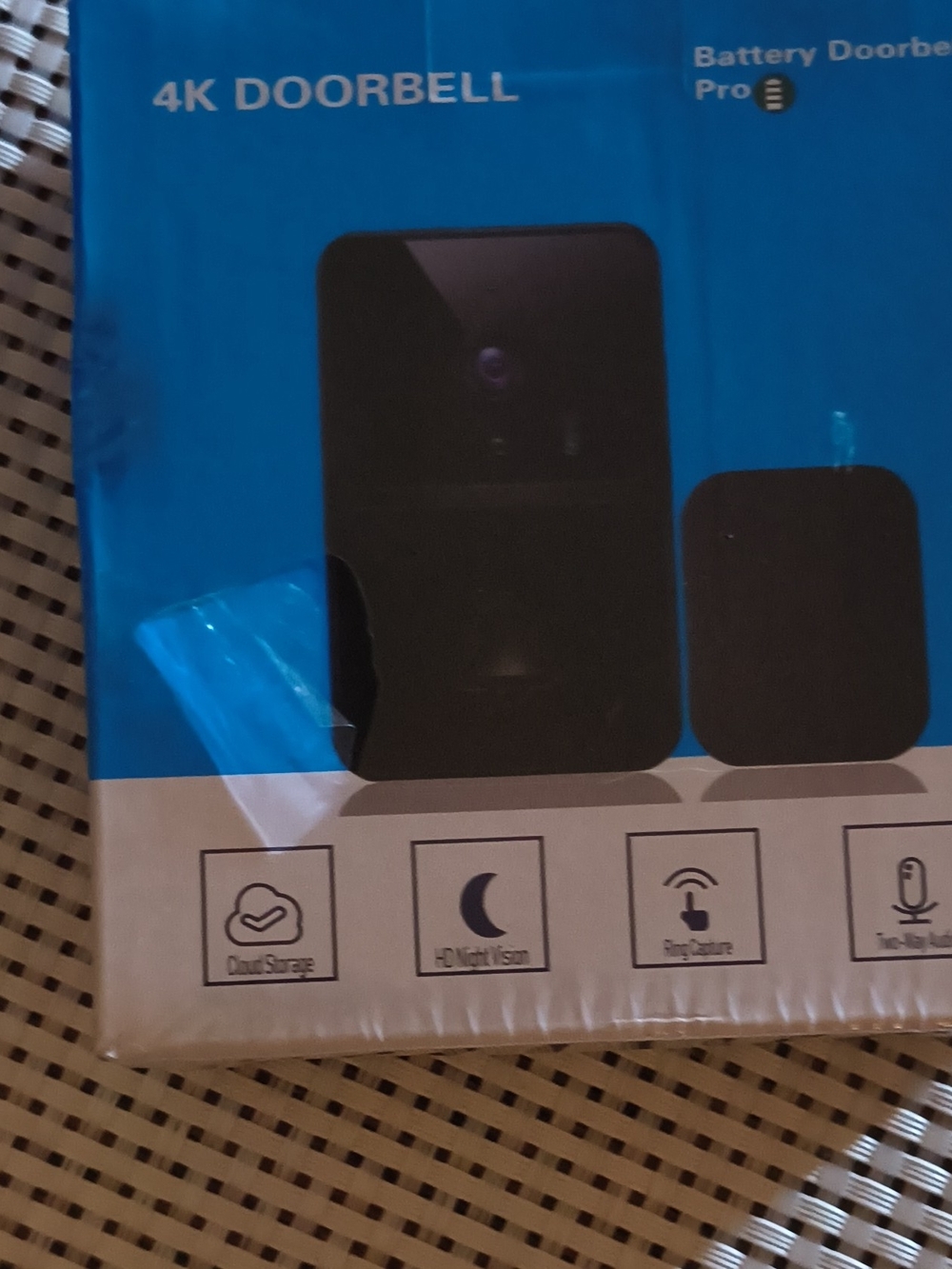 4K Doorbell - Black Wireless Battery Doorbell